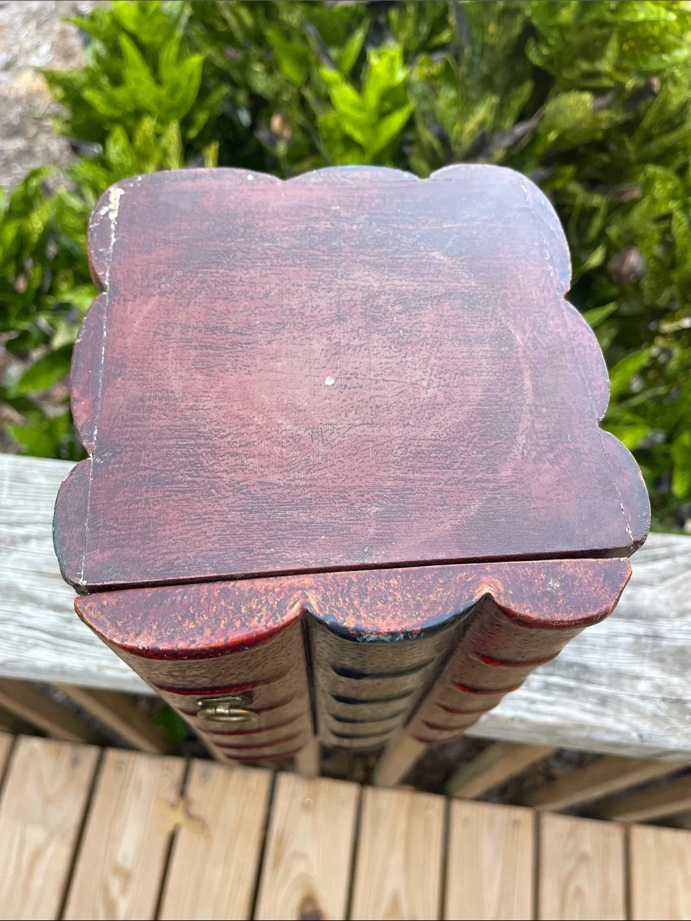 Vintage Faux Leatherbound Books Wood CD Holder Storage Cabinet